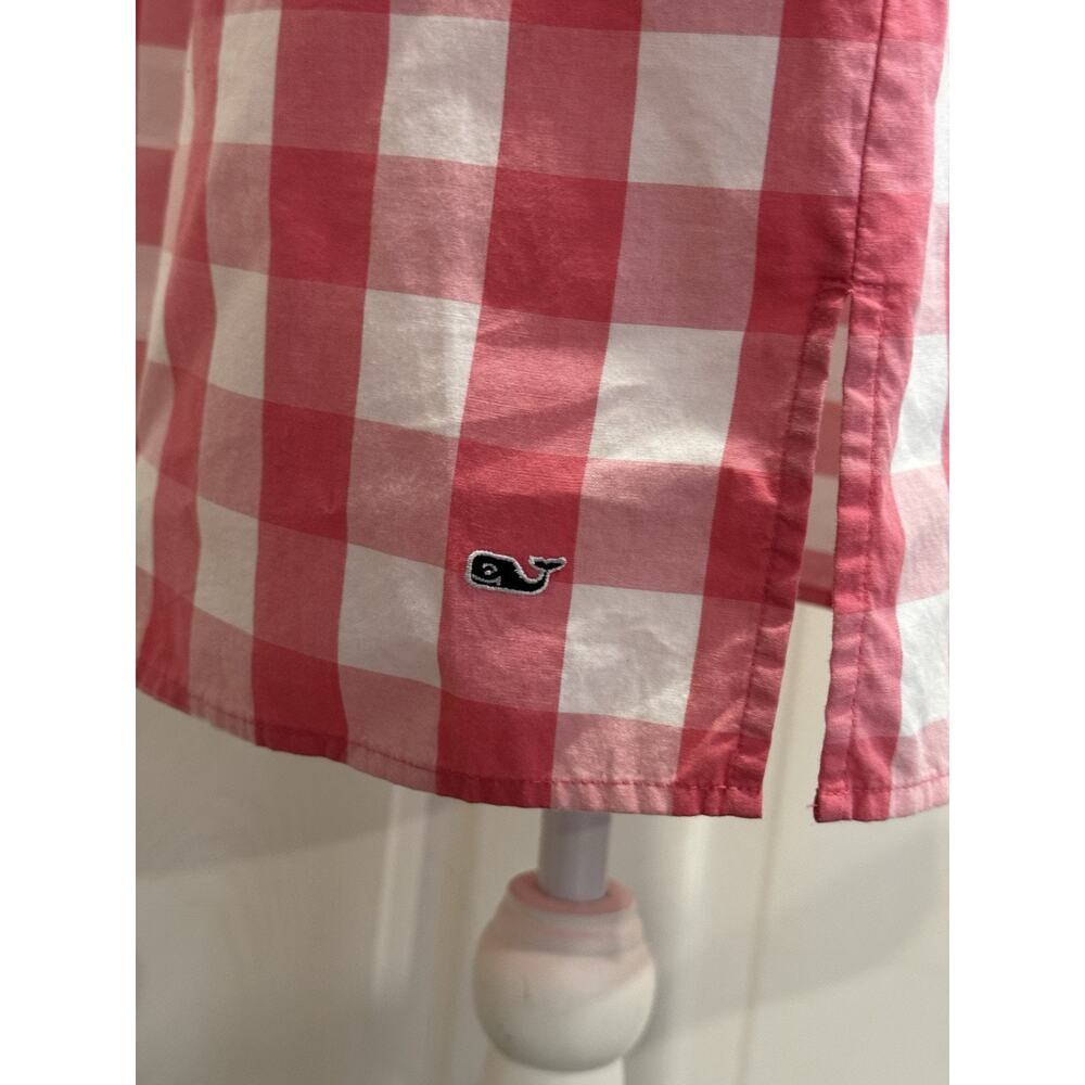 Vineyard Vines Size 8 Pink White Gingham Buffalo Check Shirt Dress Belted - Picture 5 of 10